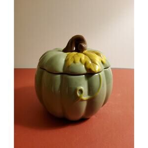 Green Pumpkin Earthenware Candy Jar